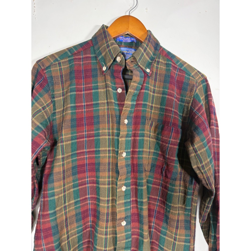 Pendleton Sir Pendleton Wool Plaid Shirt Mens Medium M Green Red Button Down